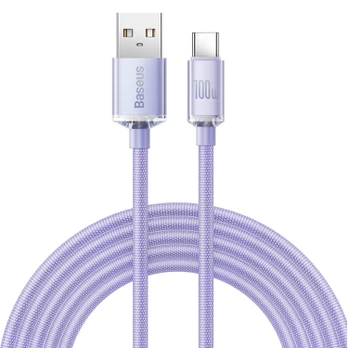 "Baseus Crystal Shine" USB-USB-C kabelis, 100 W, 2 m (violetinės spalvos)