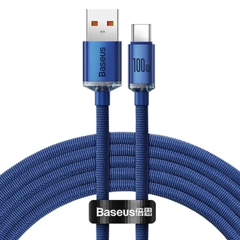 "Baseus Crystal Shine" USB-USB-C kabelis, 100 W, 2 m (mėlynas)