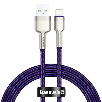 USB laidas "Lightning Baseus Cafule", 2,4 A, 1 m (violetinis)