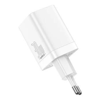 "Baseus Super Si Pro" greitasis įkroviklis USB + USB-C 30W (baltas)