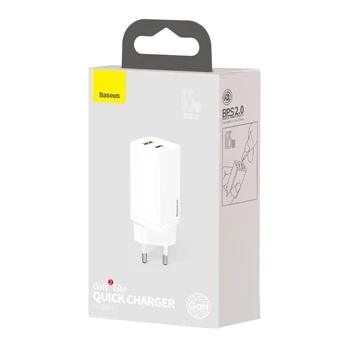 "Baseus GaN2 Lite" greitasis kelioninis įkroviklis USB+C 65W EU (juodas)
