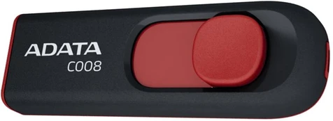 USB atmintinė Adata C008, juoda/raudona, 16 GB