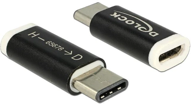 Adapteris Delock USB-micro B to USB C Micro USB female, USB Type C, juoda