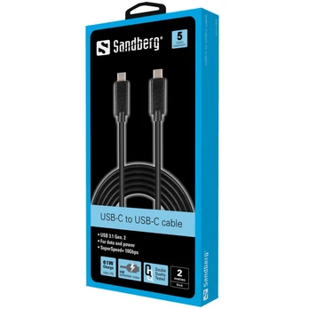 Laidas Sandberg USB to USB USB 3.1 C, USB 3.1, 2 m, juoda