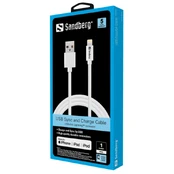 Laidas Sandberg USB to Apple USB, Apple Lightning, 1 m, balta kaina