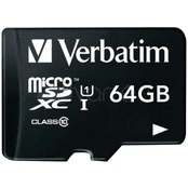 Verbatim Micro SDXC 64GB Class10 UHS-I + Adapter kaina
