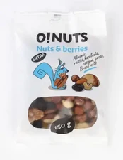 Riešutų ir razinų mišinys "EXTRA" "O!NUTS" 150 g kaina