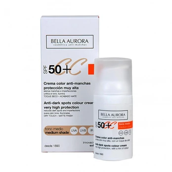 CC veido kremas Bella Aurora SPF50+ Medium, 30 ml