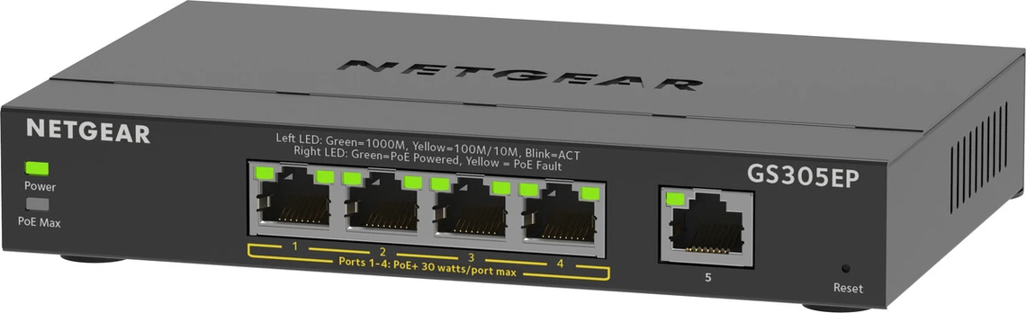 NETGEAR 5PT GE Plus Switch W/POE+ | GS305EP-100PES