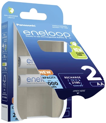 Įkraunamos baterijos Panasonic ENELOOP BK-3MCDE/2BE, 2000 mAh, 2100 (2xAA)