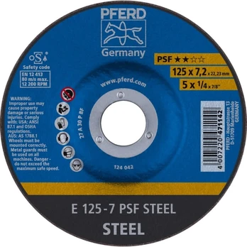 Plieno šlifavimo diskas PFERD PSF Ø125x7x22mm A30