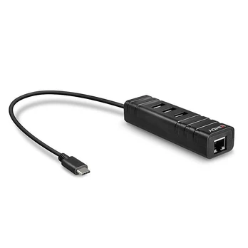 „Lindy USB 3.1 Hub“ ir „Gigabit Ethernet“ adapteris, C tipo USB