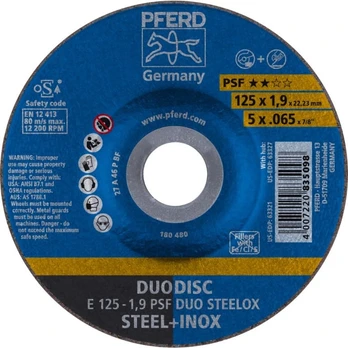 Pjovimo ir šlifavimo diskas PFERD E125-1,9 A46 P PSF DUO Steelox