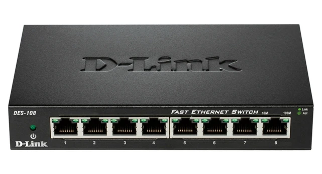 Šakotuvas D-Link Jungiklis 8 prievadų 10/100 metalinis korpusas