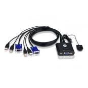 Aten 2-Port USB VGA Cable KVM Switch with Remote Port Selector kaina