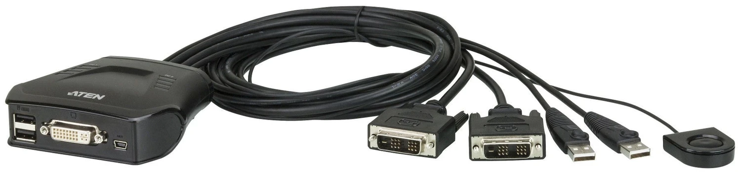 Aten 2-Port USB DVI Cable KVM Switch with Remote Port Selector