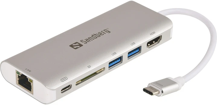 Sandberg USB-C dokas HDMI+LAN+SD+USB100W