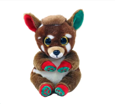 Pliušinis žaislas Meteor Juno Reindeer, rudas/raudonas/žalias, 15 cm