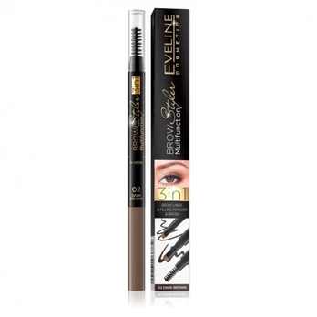 Antakių pieštukas Eveline Brow Multifunction Styler 02 Dark Brown