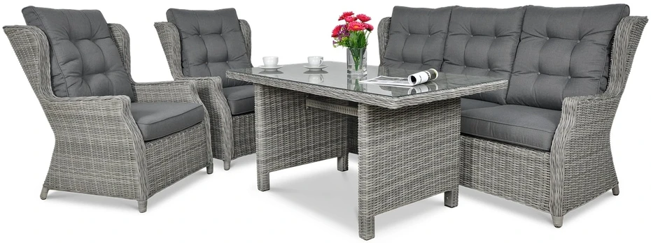 Lauko baldų komplektas TRIVENTO DINING 3, pilka