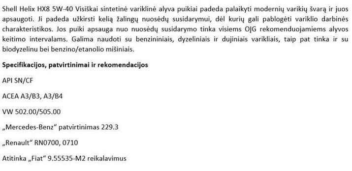 Variklio alyva SHELL 550070335