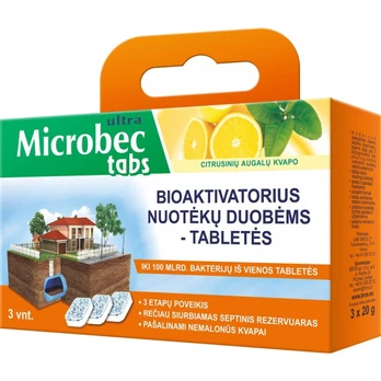 Tabletės nuotekų duobėms BROS Microbex, 3 x 20 g
