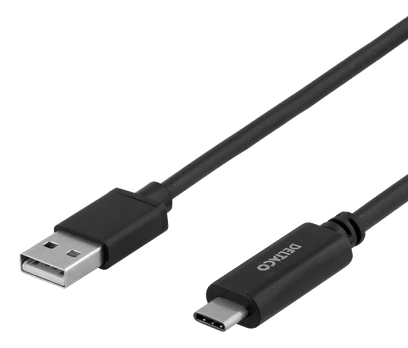 USB 2.0 kabelis DELTACO USBC-1004-LSZH, USB-A - USB-C , LSZH, 1m, juodas