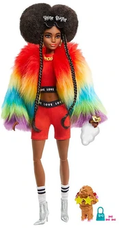 Lėlė Barbie Extra Rainbow Coat With Poodle GVR04, 29 cm kaina