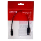 Kabelis Unitek USB - USB-C 3.1 USB, USB-C, 0.25 m, juoda kaina