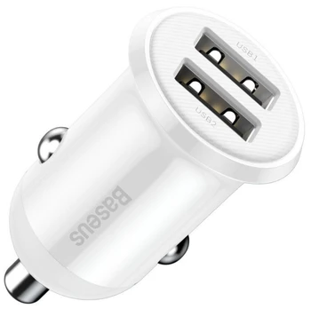Ładowarka samochodowa Baseus Grain Pro 2x USB 4.8A (biała)