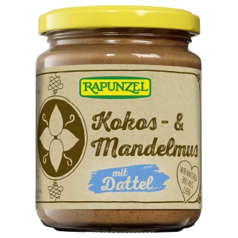 Kokosų ir migdolų riešutų kremas su datulėmis, ekologiškas