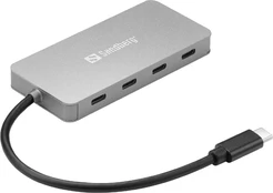 USB šakotuvas Sandberg USB-C - 4 x USB-C USB-C, 4 x USB-C, pilka kaina