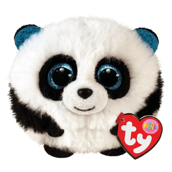 Pliušinis žaislas TY Puffies Panda Bamboo, baltas/juodas, 7 cm