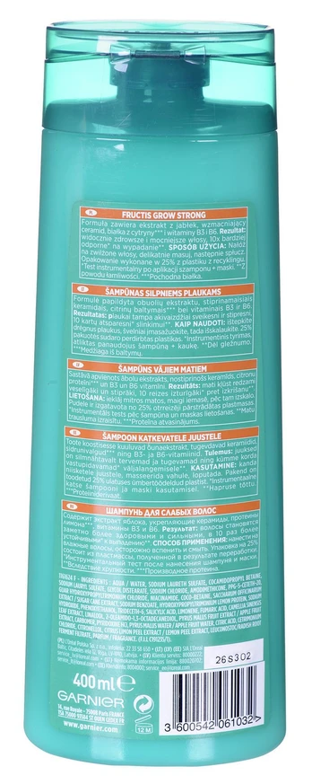 Šampūnas Garnier Fructis Grow Strong, 400 ml