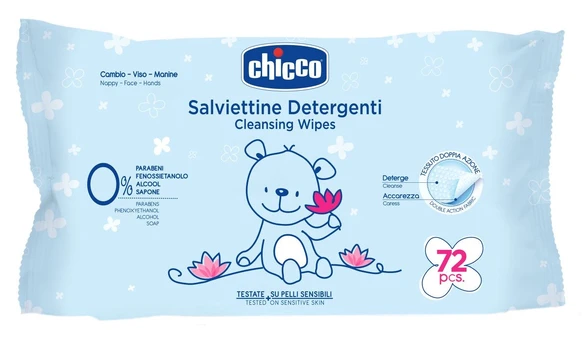 Drėgnos servetėlės Chicco Cleansing, 72 vnt.