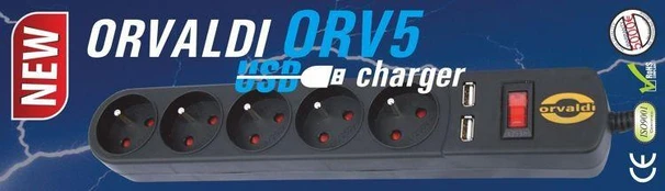 Power strip with surge protector ORVALDI ORV-5 3M USB