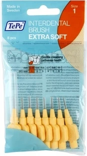Tarpdančių šepetėlis TePe Extra Soft, geltonas, 8 vnt.