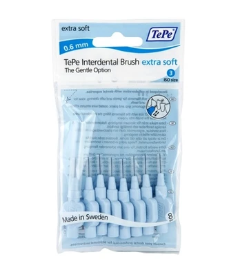 Tarpdančių šepetėlis TePe Extra Soft, mėlynas, 8 vnt.