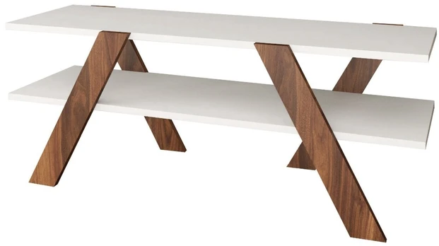 TV staliukas Kalune Design Basic 146, baltas/riešuto, 120 cm x 33.1 cm x 45 cm