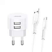 Įkroviklis Usams 2XUSB, USB Type C/2 x USB, 1 m, balta, 10 W kaina