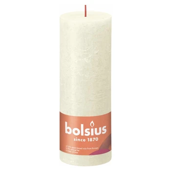 Žvakė, cilindrinė Bolsius Rustic Shine Soft Pearl, 85 h, 190 mm