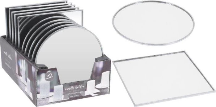 Žvakidė MIRROR PLATE, įvairių formų, sidabro sp., 15 cm