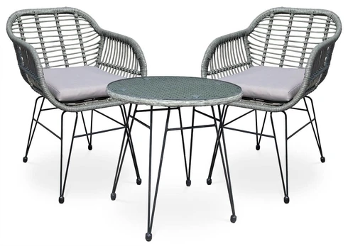 Lauko baldų komplektas Kubu 2+1, Grey