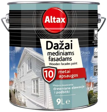 Medinių fasadų dažai ALTAX, pilkos sp., 9 l