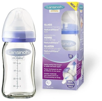 LANSINOH 160 ml stiklinis maitinimo buteliukas