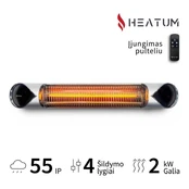 Infraraudonųjų spindulių šildytuvas Heatum H2000R CORE SILVER kaina