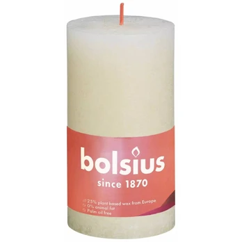 Žvakė, cilindrinė Bolsius Rustic Shine Soft pearl, 60 h, 130 mm