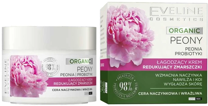 Veido kremas Eveline Organic Peony, 50 ml, moterims, -
