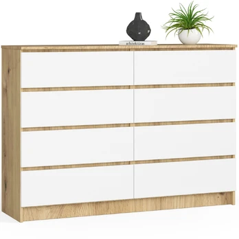 Komoda K140, ąžuolo/balta