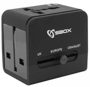 Sbox Technology Sbox TA-23 universalus kelioninis adapteris su dvigubu USB įkrovikliu